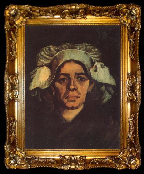 framed  Vincent Van Gogh Head of a Peasant Woman with Whit Cap (nn040, ta009-2